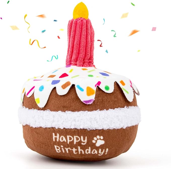 lilfrd Dog Birthday Toy, Birthday Cake Toys for Puppy Gifts, Squeaky Plush Dog Toys | Perfect for Birthday Party, Interactive Play, Suitable for Small Medium Breed Dogs by Lilfrd