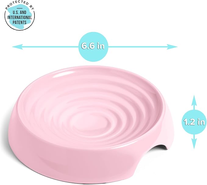 CatGuru Cat Bowls, Whisker Friendly Food Bowl for Indoor Cats, Reliefs Whisker Fatigue, Wide Kitten Dish, Non Slip Pet Dishes, Shallow Pet Plates (Pink, (Pack of 2)) - Image 3