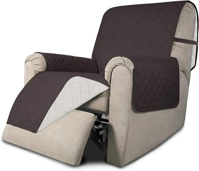 Easy-Going Reversible Couch Cover, Recliner 22 in, Chocolate/Ivory | Machine Washable Slipcover For Dogs, Water Resistant Furniture Mat For Living Room, Non-Slip Sofa Cover, Pet Friendly by Easy-Going