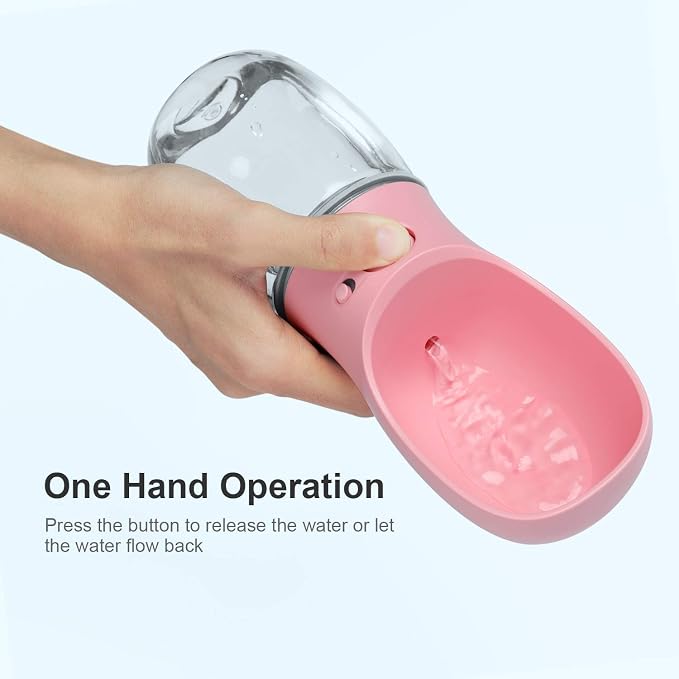 DEYACE Dog Water Bottle, Leak Proof Portable Pet Water Bottles for Dogs, Puppy Water Dispenser with Drinking Feeder for Travel (Pink 12oz) - Image 3