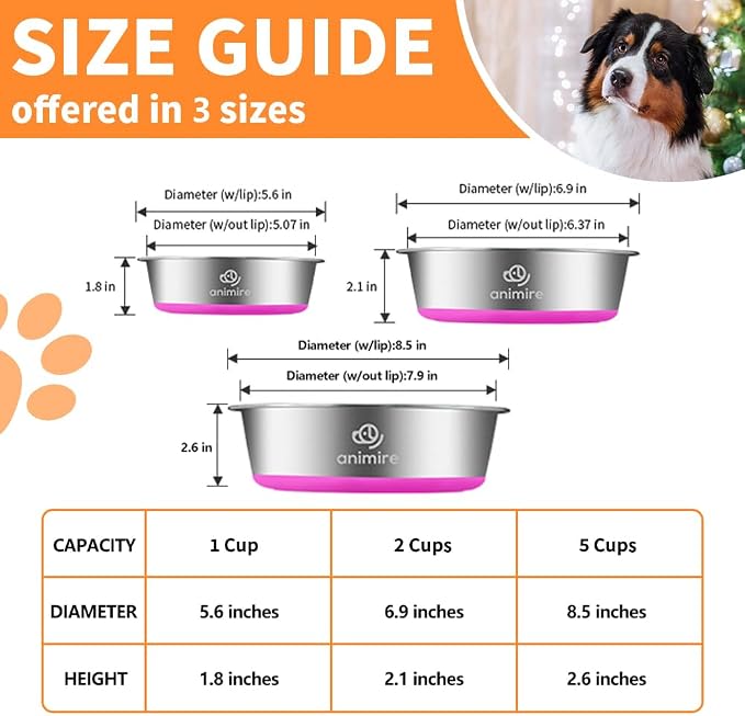2-in-1 Metal Dog Bowl with Slow Feeder Insert, Stainless Steel Dog Bowls Food Grade 304, Water Food Bowl with Anti-Slip Silicone Base for Small, Medium, Large Dogs - Image 5