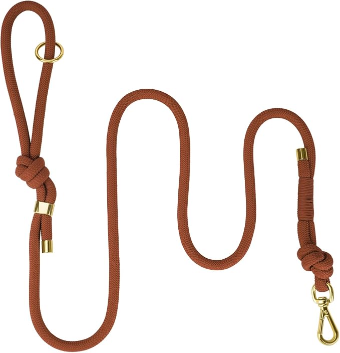 5FT Dog Leash Puppy Cat Rope Lead for Small Medium Large Dogs | Carmel Brown,with Anti-tangle Swivel Clip,Non-slip Grip Handle,Ideal for Daily Walks and Training by Sunraymascota