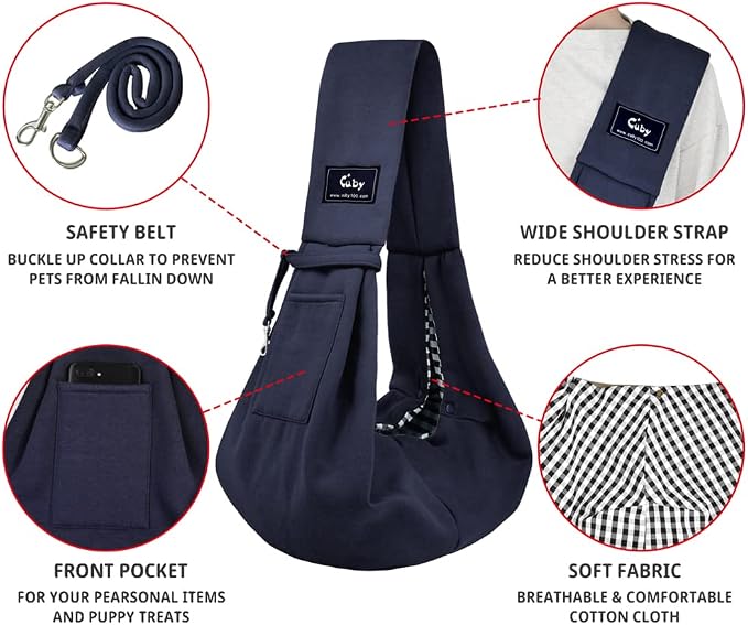 CUBY Dog and Cat Sling Carrier - Hands Free Reversible Pet Papoose Bag - Soft Pouch and Tote Design - Suitable for Puppy, Small Dogs Cats Outdoor - Image 2