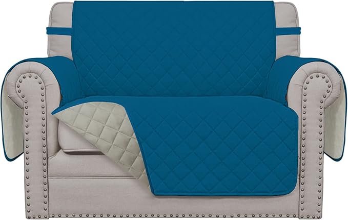 Easy-Going Reversible Couch Cover, Oversized Chair, Peacockblue/Beige | Machine Washable Slipcover For Dogs, Water Resistant Furniture Mat For Living Room, Non-Slip Sofa Cover, Pet Friendly by Easy-Going