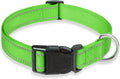 Reflective Dog Collar, Puppy Collar with Buckle Adjustable, Grass Green M | Breathable Nylon Collars for Small Medium Large Dogs, No Chafing on Walks and Outdoor Hikes, Metal D-Ring, Night Safety by BOOMIBOO