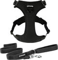 Voyager Dog Harness Dual Leash Attachment No-Pull Control Adjustable Soft but Strong Pet Harness for Medium and Large Dogs with 3M Reflective Technology, Leash Set Black Nylon, M (Chest: 20-25") by BestPetSuppliesLLC