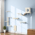 NUNU LAB Wall Mounted Cat Furniture Set - 6 Pcs Climber Set with House, Bridge, Steps, Scratcher Board - DIY Walls Playground, Indoor Cat Shelves - White by NUNULAB