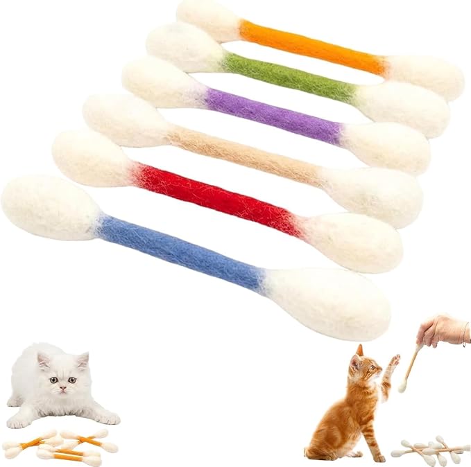 Cotton Swabs Cat with Catnip, 6 Pk Giant Kitten Chew Sticks,Interactive Kitty Kick Sticks for Cat Lovers Gift - Sturdy Teething Chew Toy (Mixed Colors) by Unknown