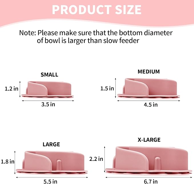 Slow Feeder Dog Bowls Insert, Bestalk Soft Silicone Slow Eating Feeder Insert with Suction Cups for Small, Medium and Large Dogs, Fit into Basic and Elevated Dog Bowls, Pink - Image 3