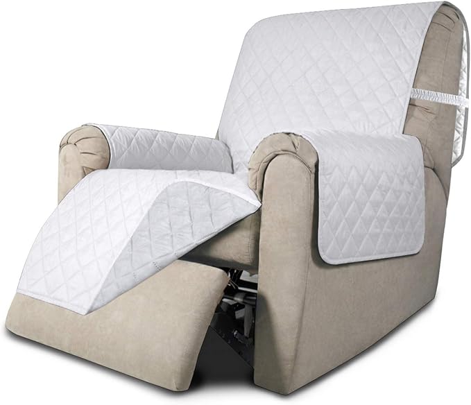 Easy-Going Reversible Couch Cover, Recliner 19 in, White/White | Machine Washable Slipcover For Dogs, Water Resistant Furniture Mat For Living Room, Non-Slip Sofa Cover, Pet Friendly by Easy-Going