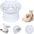 Unbreakable Raised Cat Bowls,Detachable Slow Feeder Pet Bowl, Heavy Weighted, Non-Slip Feeder, Elevated Small Dogs Slow Feeders, Dry & Wet Food, Whisker Friendly(White; 6.2'') by FullCharm