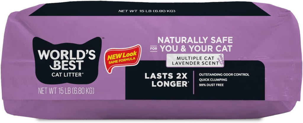 World's Best Cat Litter, Lavender Scented, Long-Lasting Odor Control, 15 lb | Controls multi-cat odors with a calming lavender scent; natural corn litter, quick clumping, flushable, 99% dust free formula - Image 9