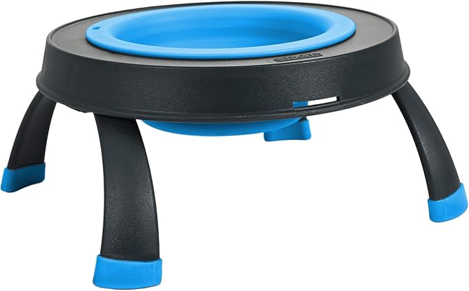 Dexas Pets Elevated Pet Feeder, Large, 4 Cup Capacity, Pro Blue, Raised Pet Food and Water Bowl by Dexas