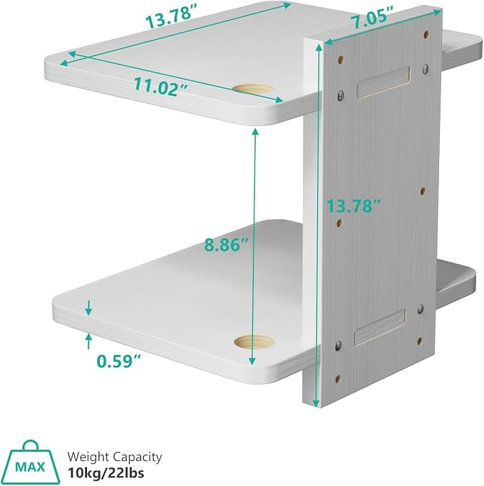 WALI Floating TV Shelf, 2 Tier Projector Shelf for DVD Players, Routers, Game Consoles, Cable Boxes, Living Room Decor Accessories, Wall Mount Shelves Holds Up to 22lbs (CS202NW), 2-Shelf, White - Image 4