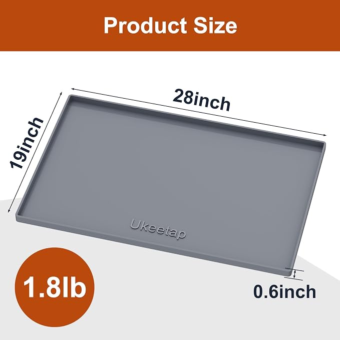 19" x 28" Extra Thick Silicone Mat Waterproof with Raised Edge, Gray | Under Sink Mat for Kitchen & Bathroom, Kitchen Cabinet Liner, Multi-Purpose for Storage & Protection - Image 7