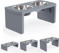 Elevated Dog Bowls, Bamboo Raised Dog Bowl for Medium Dogs, with 2 Stainless Steel Bowls (7'' Tall-40 oz Bowl, Grey) by JoyoPawFamily