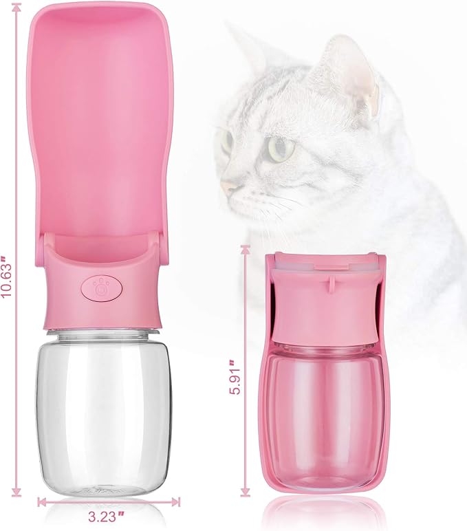 Portable Dog Water Bottle, Foldable Dog Water Bottle Leak Proof Dispenser for Puppy Small Medium Large Dogs, Pet Drink Cup for Walking Hiking Traveling(Pink,12oz) - Image 3