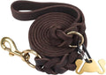 Taglory Leather Dog Leash for Large Medium Dogs, Hand-Braided, 6FT Brown | Strong for Training & Everyday Walks, Soft Grip Full Control, Hands-Free Poop Bag Holder, Rotating Brass Clasp, 3/4 INCH by Taglory