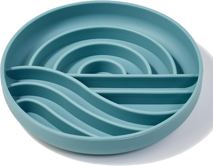 OHMO Slow Feeder Dog Bowl, 7.9" Lick Mat for Dogs, Sunrise, Light Blue | Cat Slow Feeder Bowl, Anti Choking, Enrichment Toys, Easy Clean BPA-Free Silicone Feeding Bowl, Boredom and Anxiety Reducer by OHMO