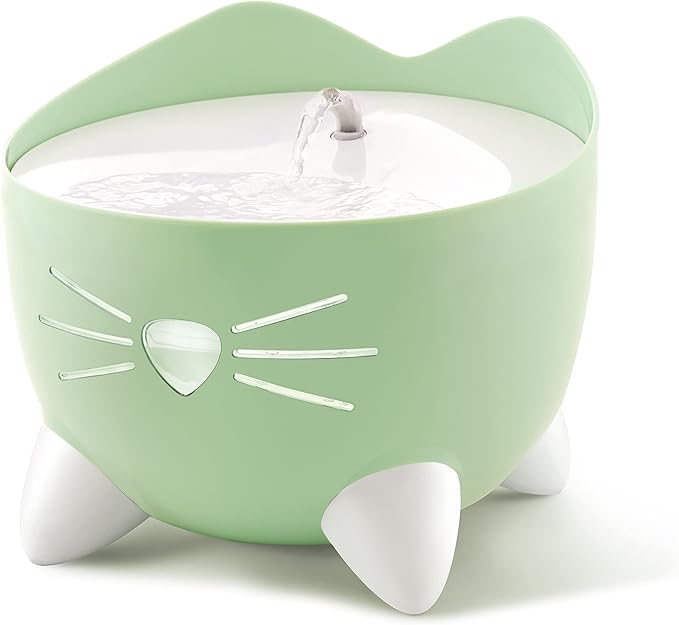 Catit PIXI Drinking Fountain, Green | Cat Water Fountain with Triple Filter and Ergonomic Drinking Options by Catit
