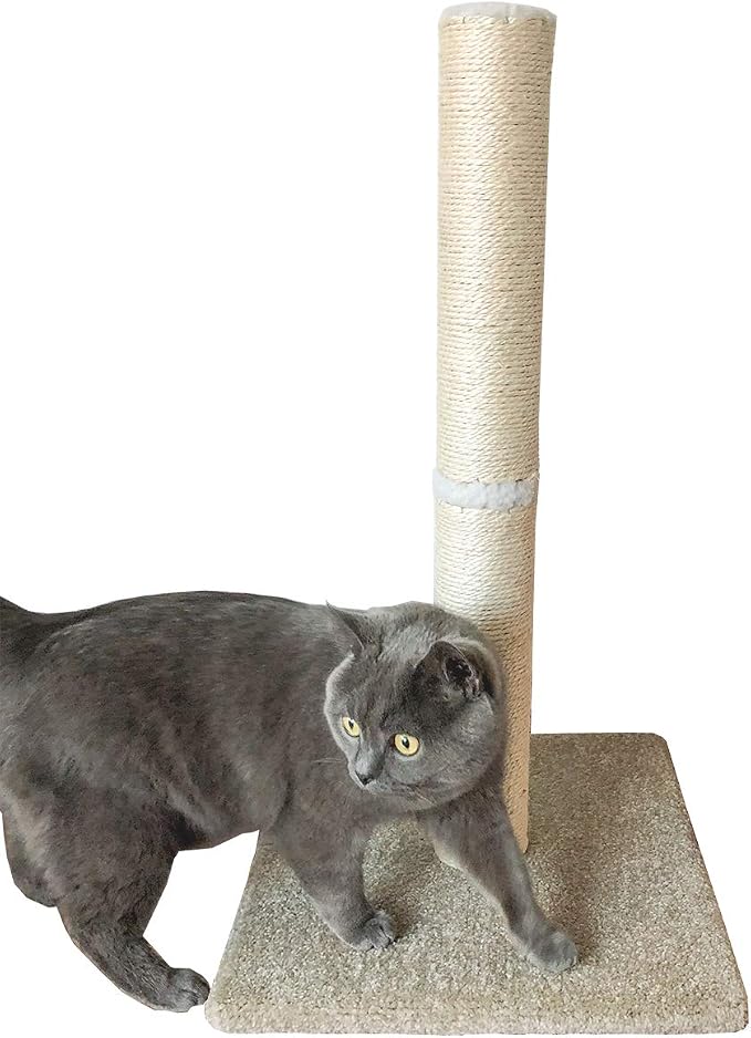 Cat Scratching Post Carpet, Tall Big Sisal Rope Cat Scratch Pole for Cats and Kittens, Stable Carpeted Heavy Base (Blue/Grey) - Image 7