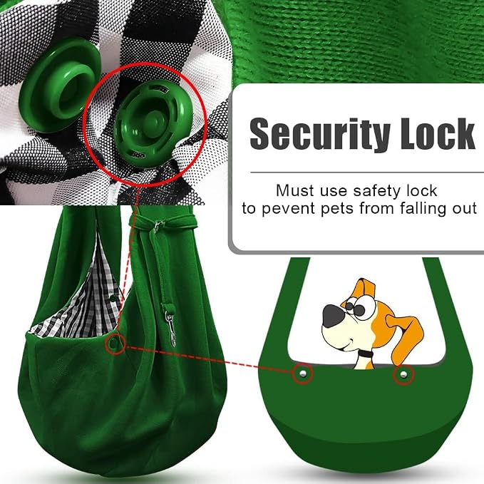 Tomkas Small Dog Cat Sling Carrier Puppy Purse Travel Wrap Soft Crossbody Pet Bag (Emerald Green, M - Classic Pocket & Classic Strap) - Image 5