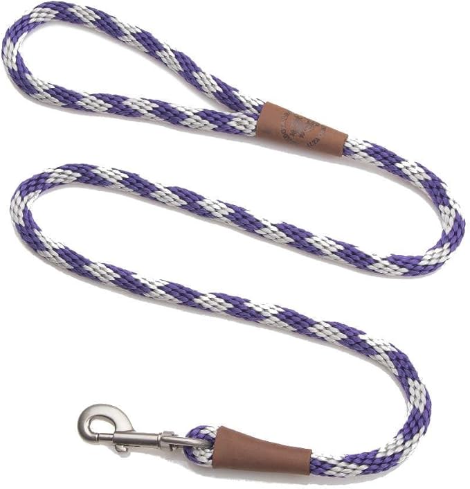 Mendota Pet Snap Leash - British-Style Braided Dog Lead, Made in The USA - Amethyst, 1/2 in x 4 ft - for Large Breeds by MendotaPet