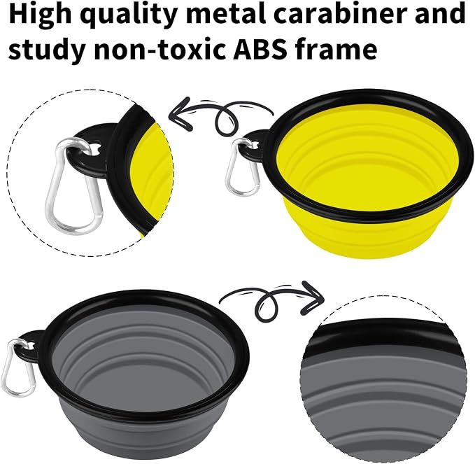COOYOO Collapsible Dog Bowl,2 Pack Collapsible Dog Water Bowls for Cats Dogs,Portable Pet Feeding Watering Dish for Walking Parking Traveling with 2 Carabiners - Image 5
