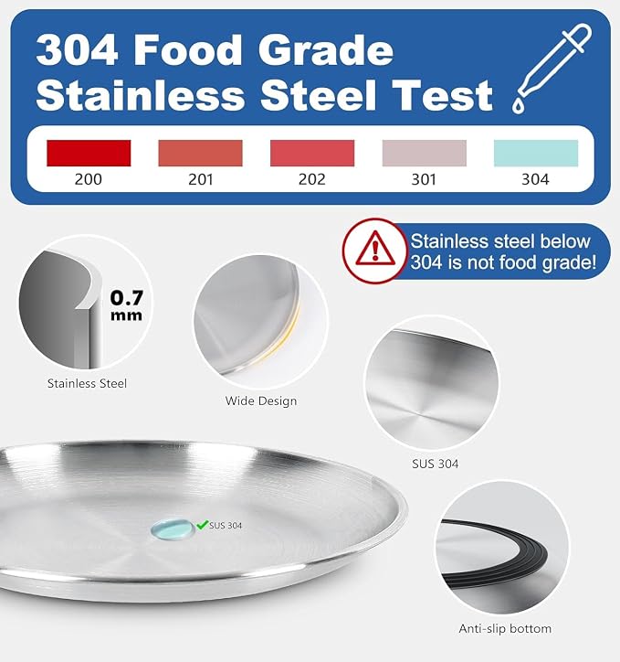 Supet Cat Plates for Wet Food, Non Slip Whisker Friendly Food Bowls, Stainless Steel Shallow Wide Dishes for Indoor Cats (13Oz, 10Pcs) - Image 4