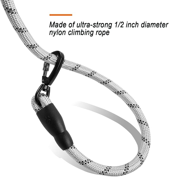 BARKBAY Dog Leashes for Large Dogs Heavy Duty Dog Leash 4/5/6 FT with Comfortable Padded Handle and Highly Reflective Threads for Medium Large Dogs Walking Training Running (5FT-1/2'',Gray) - Image 4