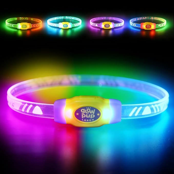 LaRoo LED Light Up Dog Collar, Multi-Color Glowing Safety Pet Collar, USB Rechargeable, Adjustable, Night Walk High Visibility Collar Safety Dog Light for Small Medium Dogs(Purple) by LaRoo