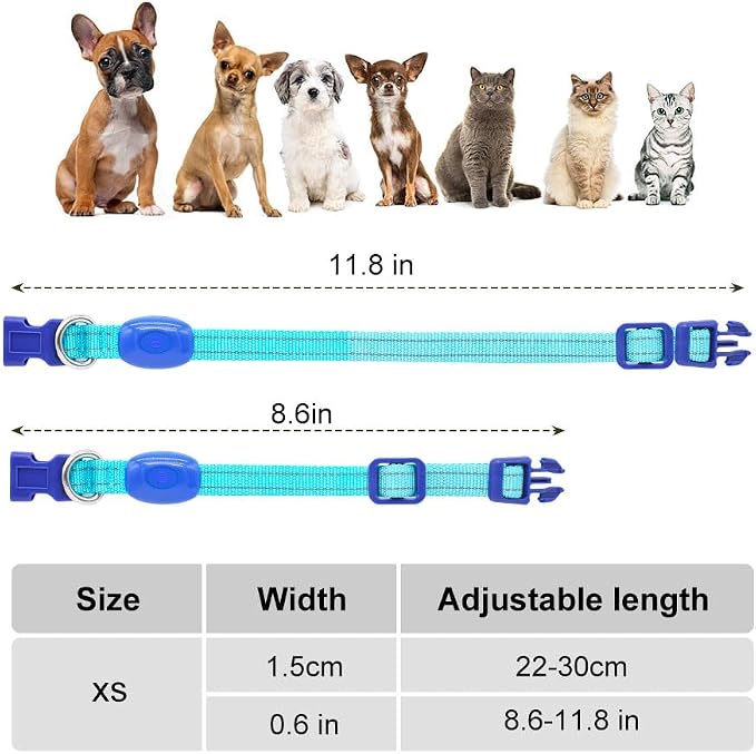 Light Up Dog Collar for Small Dogs, LED Dog Collar Rechargeable Safety Dog Lights, Fully Adjustable Glow in The Dark Dog Collar Light for Night Walking & Camping (X-Small, Blue) - Image 4