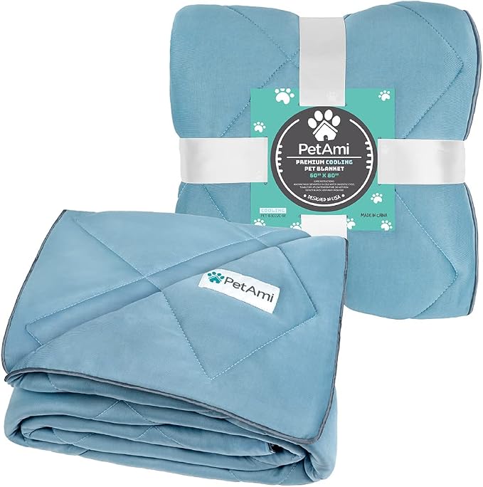 PetAmi Premium Cooling Dog Blanket | Lightweight Fluffy Pet Throw Blanket Bed Cover for Dogs, Cat, Puppies | Pet Blanket Furniture Protector Couch Sofa | Reversible Fuzzy Cozy | 90x90, Dusty Blue - Image 6