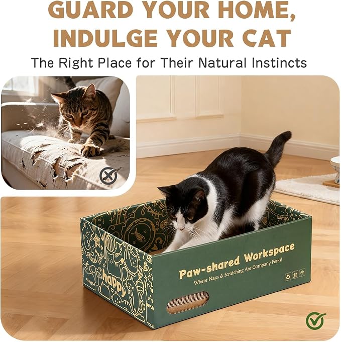 6 Pack Cat Scratch Pad with Nested Boxes, Space-Saving Cat Scratcher Set, Reversible Pads with 2 Lounge Beds for Indoor Cats & Kittens - Image 6
