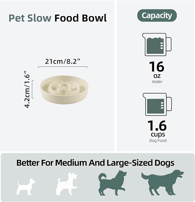 Havniva Dog Bowls Slow Feeder, Ceramic Slow Feeder Dog Bowls for Fast Eater | 1.6 Cups Dog Food Bowl Puzzle Feeder, Slow Feeding Bowls for Medium Breed, Non-Slip Base, Anti-Choking - Image 2