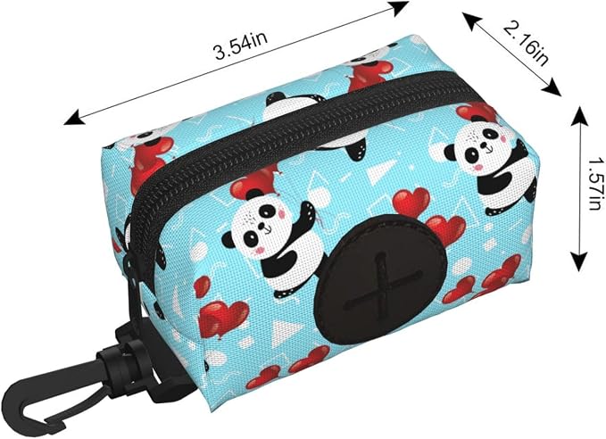 Dog Poop Bag Holder for Leashes - Lightweight Pet Waste Bags Dispenser Doggy Zippered Pouch for Puppy Walking Accessories(Panda) - Image 3