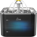 Wonder Creature Crystal Cat Water Fountain Stainless Steel Lid, 101oz/3L | Pet Fountain with Transparent Base, Quiet Pump, LED Indicator Light, Triple Filtration, 3 Flow Modes for Cats and Dogs by WonderCreature
