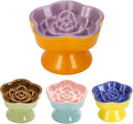 S&Q's Ceramics Raised Slow Feeder Cat Bowl, Ceramic Elevated Food Bowl Small Dogs Slow Feeder, Flower Shaped Cute Pet Dish for Dry and Wet Food (Purple, 5.8") by SQsCeramics