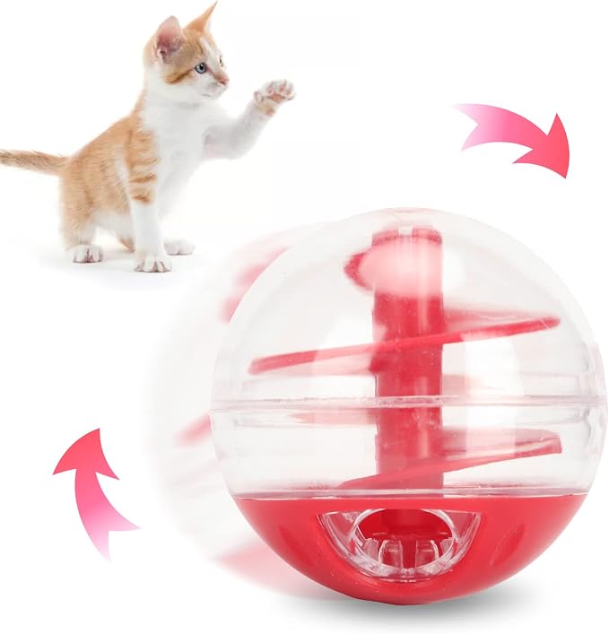 Cat Treat Dispenser Toy Interactive, Slow Feeder Cat Treat Ball for Cats, Adjustable Portions Food Ball for Cats Kitten Training, Small Puzzle Ball Cat Treat Dispenser Toys, 2 x 2in - Image 5