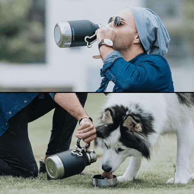 Asobu Buddy Bottle, a Stainless Steel Insulated Water Bottle with Removable Dog Water Bowl and Dog Food and Treat Storage (Midnight Marble, 37 Oz) - Image 7