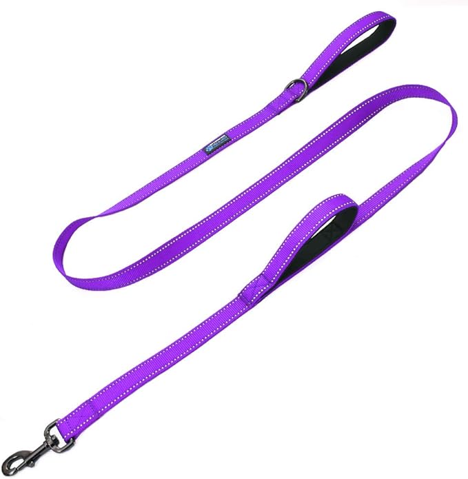 Max and Neo Double Handle Traffic Dog Leash - Reflective, Donates to Dog Rescue (Purple, 4 FT) by MaxandNeo