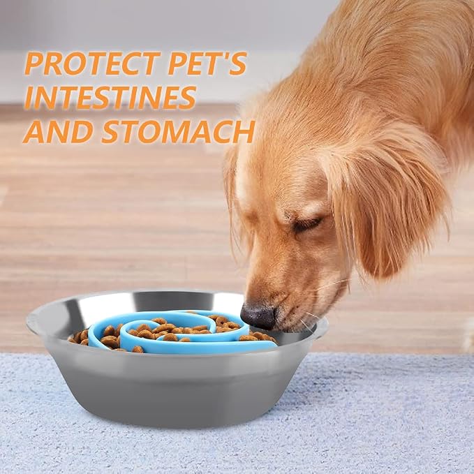 Slow Feeder Dog Bowls Insert, Animire Soft Silicone Slow Eating Dog Food Bowl for Small, Medium and Large Dogs, Compatible with Regular and Elevated Bowls - Image 8