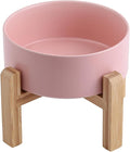Pink Raised/Elevated Ceramic Dog Bowl for Small Medium Sized Breeds,Dog Food Water Bowl with Stand,6 in Non Slip Heavy Pet Feeding Dish 3.6 Cups/ 850 ml /28 OZ by DJJJOOYSCeramicDogBowl