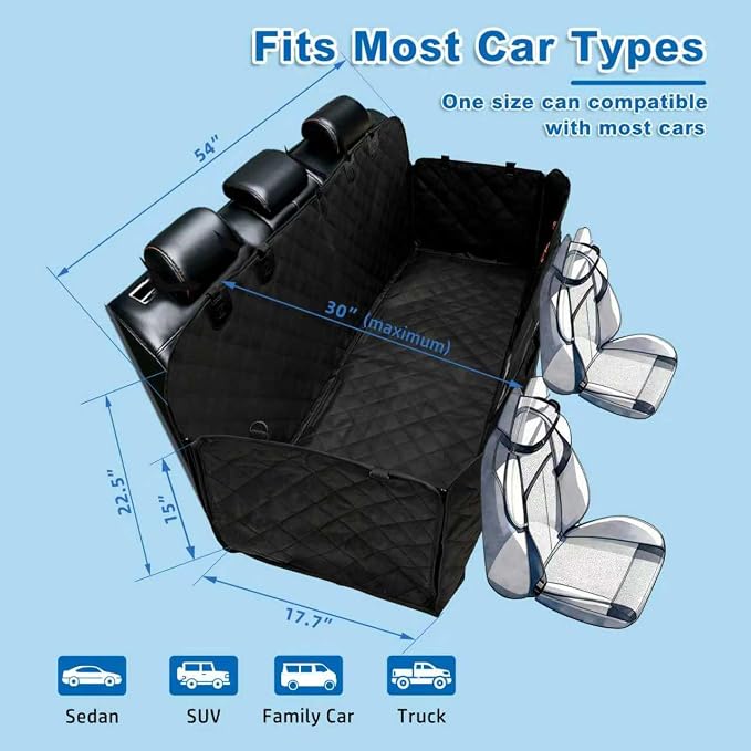 Dog Car Seat Cover,Waterproof 600D Oxford Hammock,Pet Protector | Heavy Duty Scratch Resistant Anti-Slip Cover with Side Flaps,Universal Back Seat Protector for Cars,Trucks SUVs - Image 5
