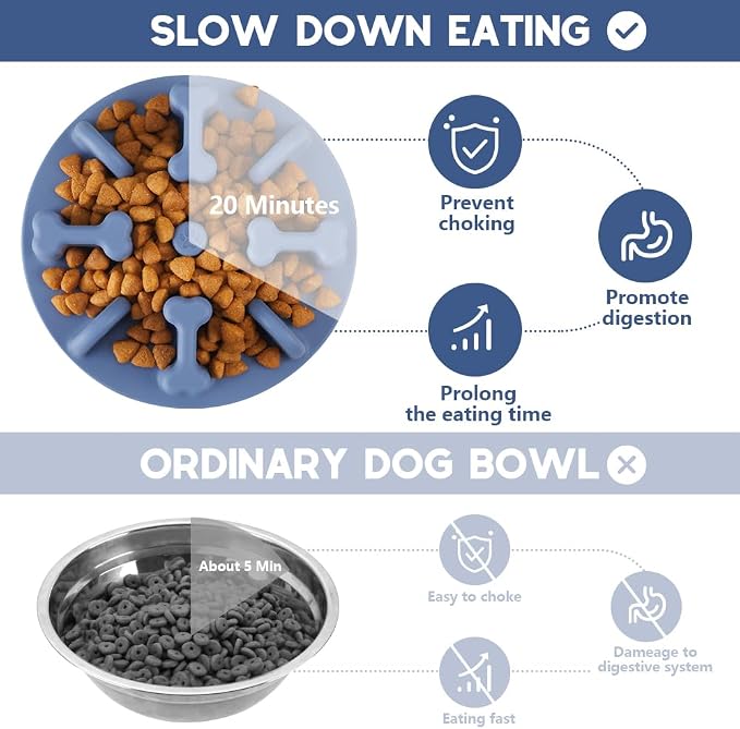 Soft Silicone Anti-Choking Puzzle Slow Feeder Insert, Compatible with Regular Elevated Dog Bowls No-Spill Design to Slow Down Eating - Image 6