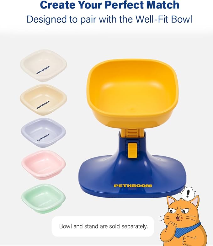 Well Fit Elevated Dog Bowl Stand, Yellow & Blue | Adjustable Height 4.5–7.4 in with 0–22° Tilt, Stable Non-Slip Feeding Stand for Dogs & Cats, Bowl Not Included - Image 3
