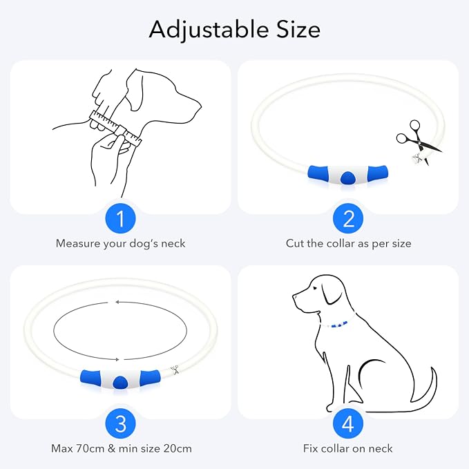 Colaseeme Light Up Dog Collar, USB Rechargeable Glow Necklace, Pink+Blue | Waterproof IP67, Cut-to-Fit TPU, 360° Night Safety, Pet Visibility Light, Camping & Walking, Fits Small-Large Dogs - Image 6
