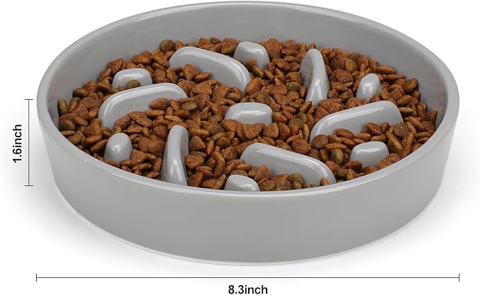 Ceramic Slow Feeder Dog Bowl, 2 Cups Maze Puzzle Dish to Slow Down Eating | Premium Ceramic Material with Anti-Slip Design, Suitable for Small, Medium and Large Breed Dogs Daily Feeding - Image 6