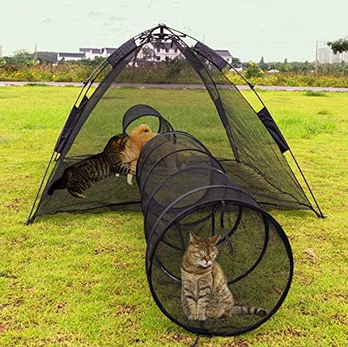 3 in 1 Portable Cat Playpen Outdoor Enclosures-Pop-uped Visual Net Pet Play Tent Tunnels Compound House for Cat Puppy Rabbit Small Animals-Large - Image 2