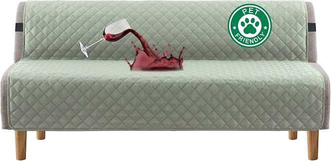 Turquoize 100% Waterproof Futon Cover Futon Slipcover Washable Armless Sofa Bed Slipcover Protector Seat Width Up to 70" with Adjustable Elastic Strap Anti-Slip for Dogs, Sage by Turquoize